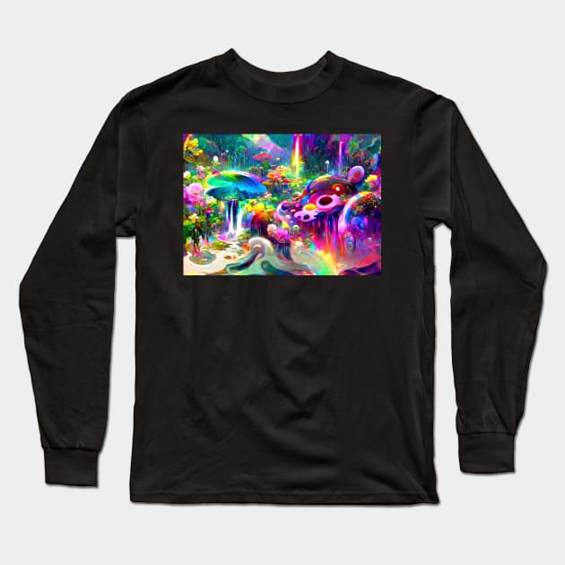 Color Globs | Rainbow Falls Long Sleeve T-Shirt by AlexandrAIart